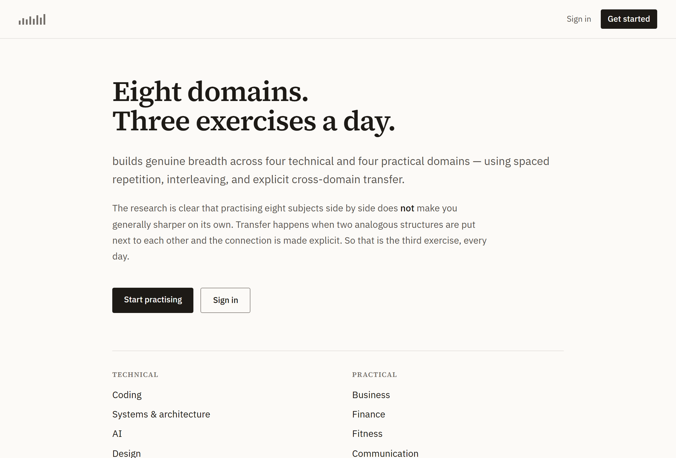 A web application landing page with sign-in and account options